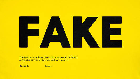 FAKE, from ‘The Artists’ Resale Royalty Blockchain Manifesto’ series, 2022